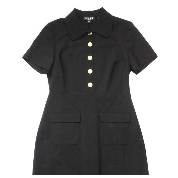NWT J.Crew Collared Sheath in Black Bi-stretch Wool Blend Dress 6 $298 - Picture 6 of 10